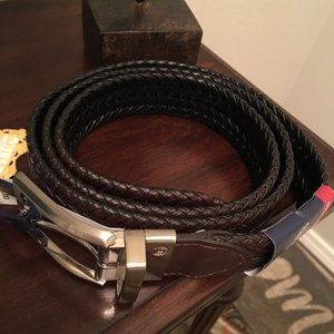 NWT Chaps Leather Hand-Laced Reversible Men's Belt